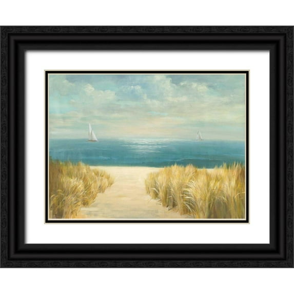 Danhui, Nai 14x11 Black Ornate Wood Framed with Double Matting Museum Art Print Titled - Seascape with Boat