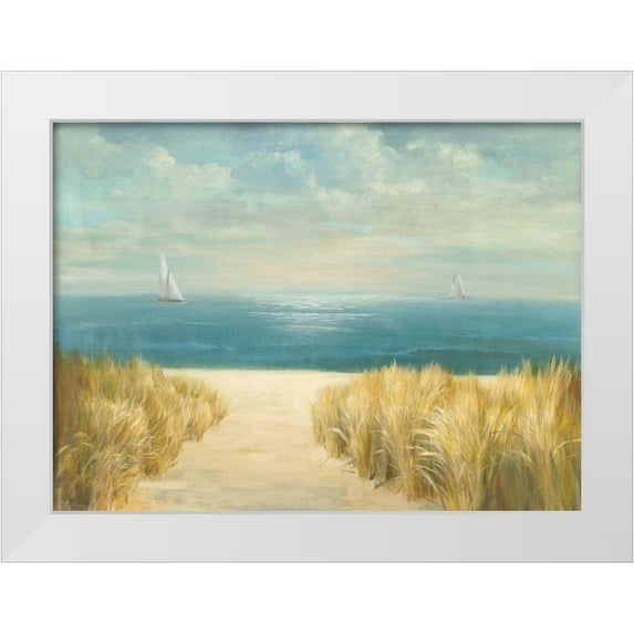 Danhui, Nai 14x11 White Modern Wood Framed Museum Art Print Titled - Seascape with Boat