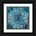 thumbnail image 1 of Danhui, Nai 26x26 Black Ornate Wood Framed with Double Matting Museum Art Print Titled - Mandala in Blue II, 1 of 4