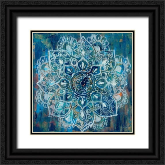 Danhui, Nai 26x26 Black Ornate Wood Framed with Double Matting Museum Art Print Titled - Mandala in Blue II