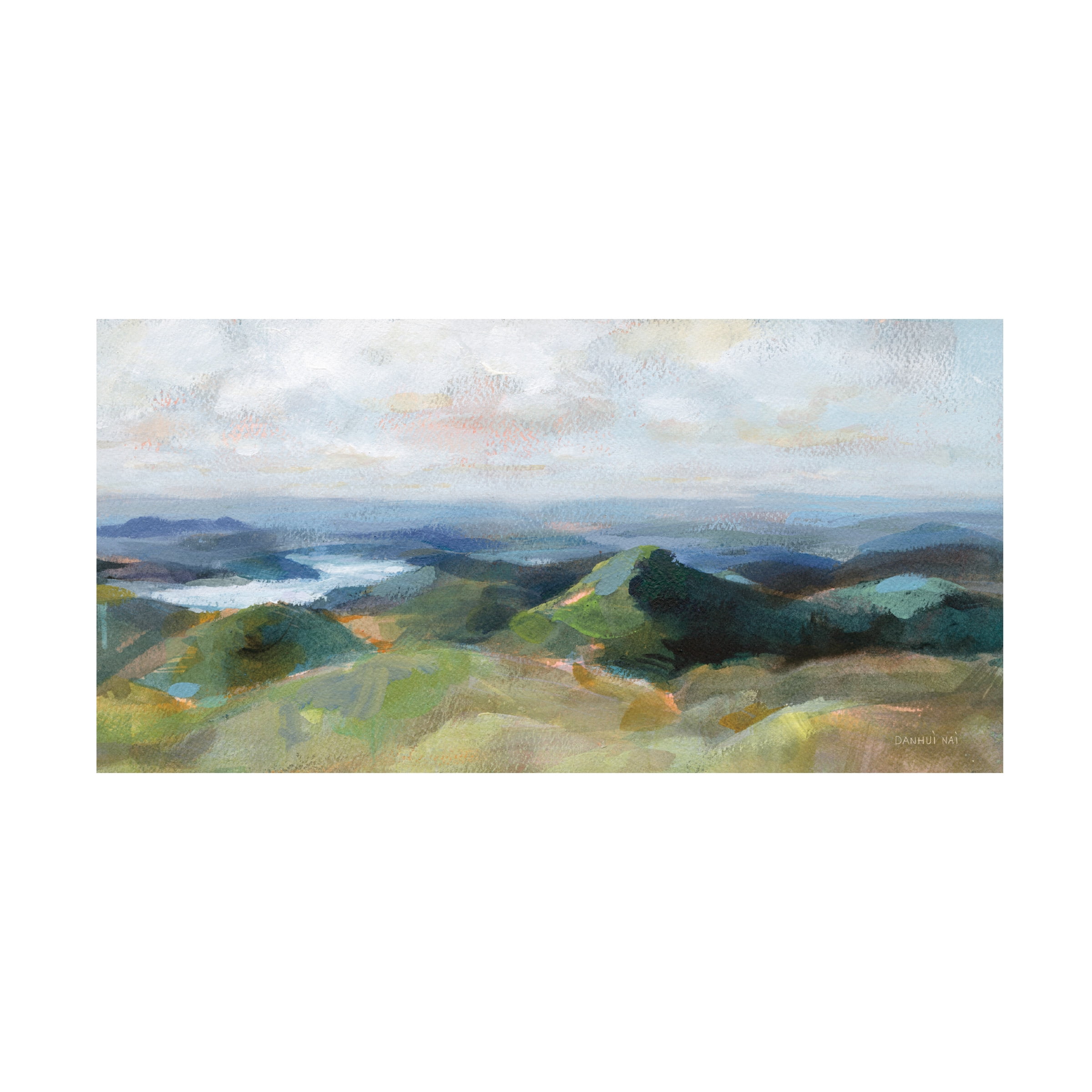 Danhui Nai Landscape Canvas Art in Light Blue and Green