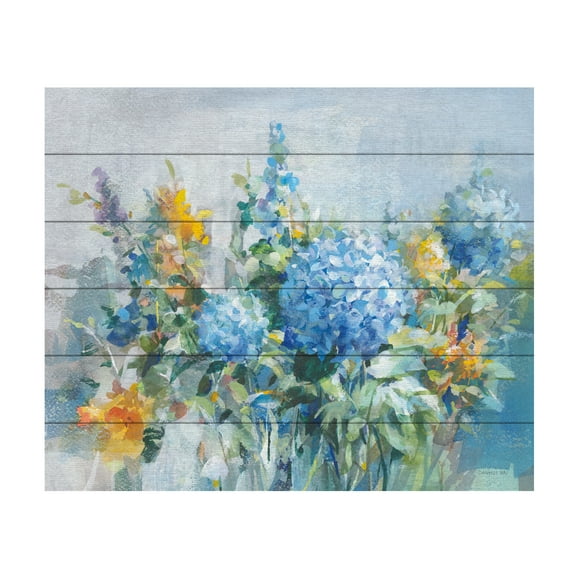 Danhui Nai 'August Garden' Wood Slat Art 18x22