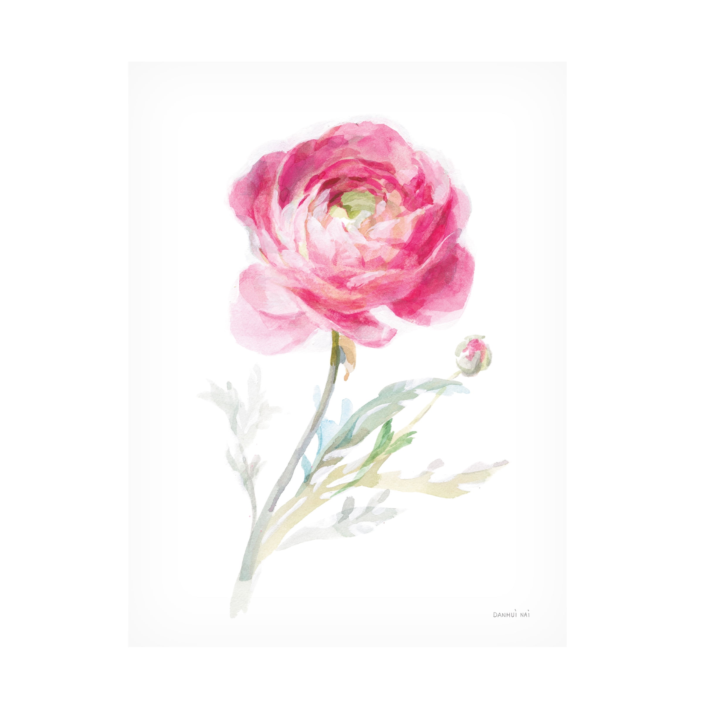 Large Pink Floral Canvas Art with Wooden Frame