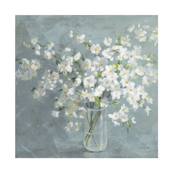 Danhui Nai 'Fresh White Bouquet Gray Crop' Canvas Art