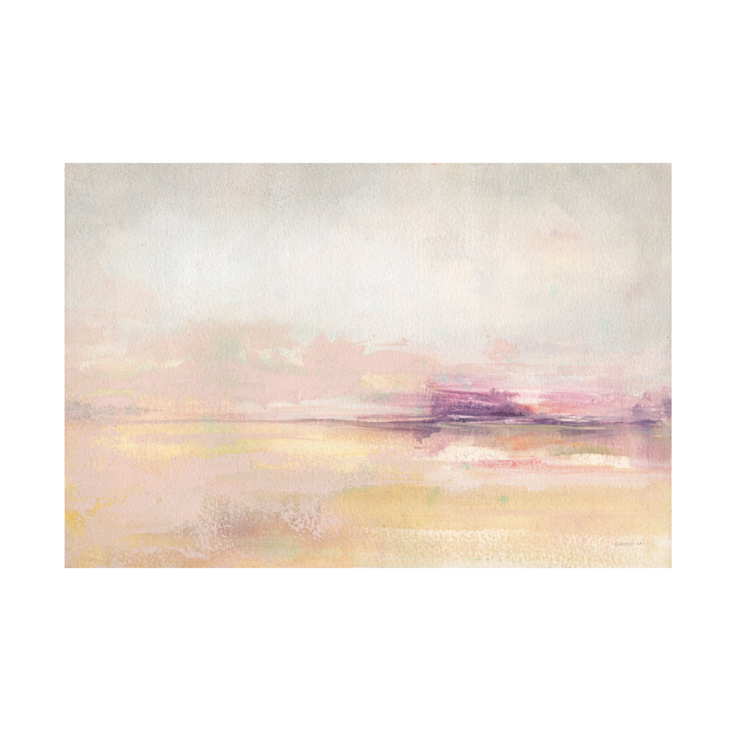 Abstract Sunset Over Water Canvas Art in Soft Pastels