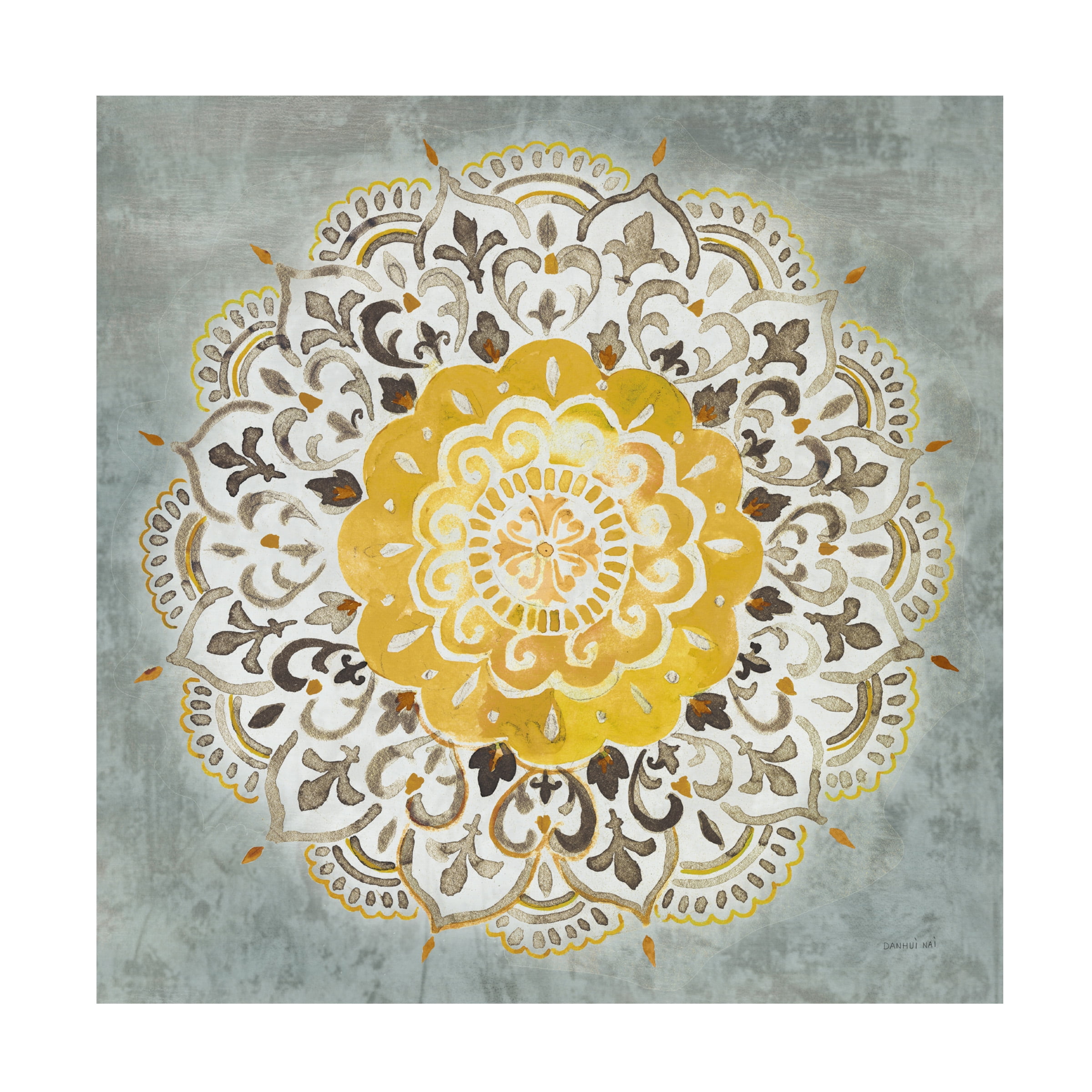 Danhui Nai 'Mandala Delight IV Yellow Grey' Canvas Art