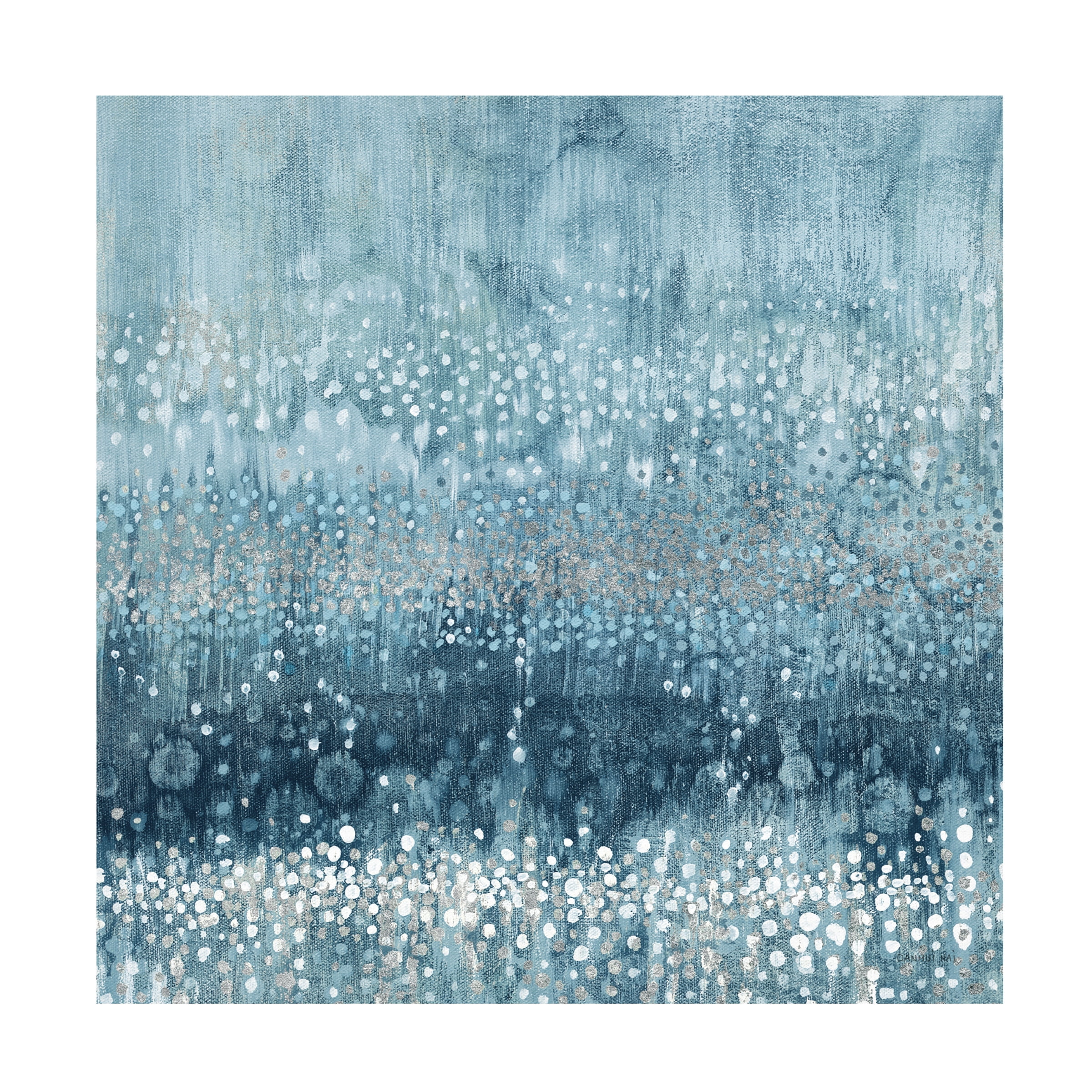 Danhui Nai 'Rain Abstract III Blue Silver' Canvas Art