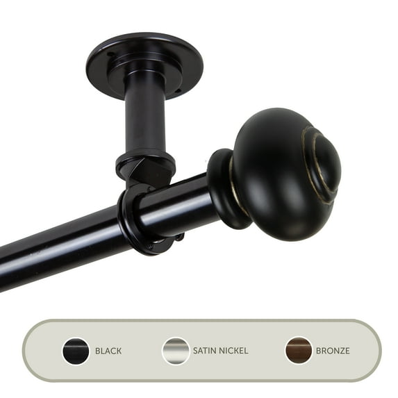 Dani Ceiling 1" Curtain Rod/ Room Divider 160-240 inch - Black