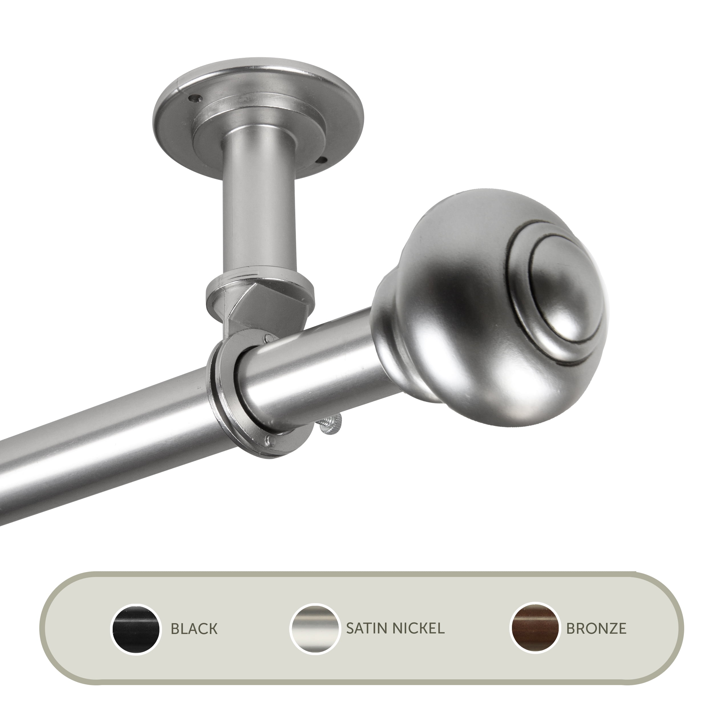 Dani Ceiling 1" Curtain Rod/ Room Divider 160-240 inch - Satin Nickel