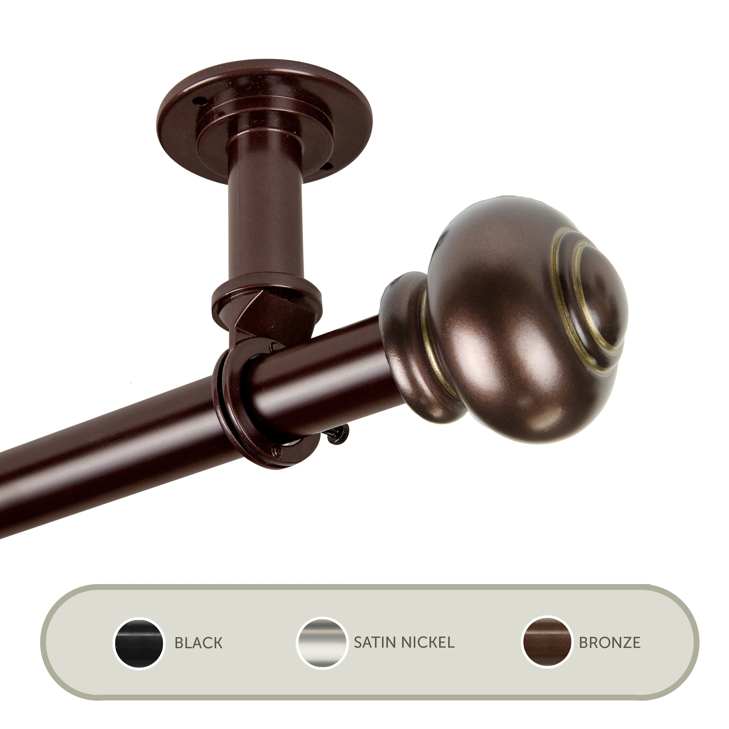 Dani Ceiling 1" Curtain Rod/ Room Divider 66-120 inch - Bronze
