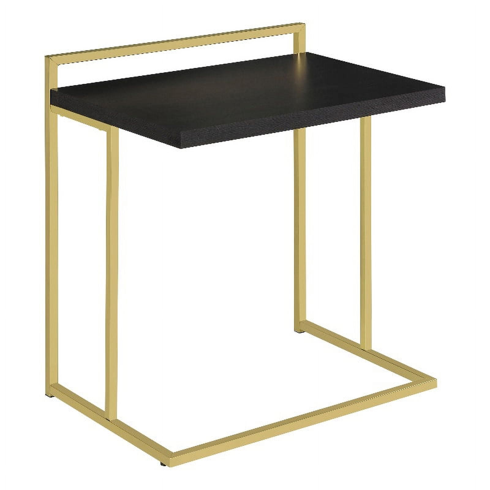Dani Black Wood Rectangular Side Table with Gold Metal Base