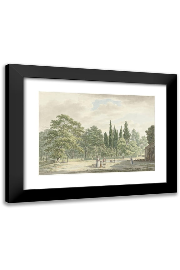 Daniël Dupré 14x11 Black Modern Framed Museum Art Print Titled - Walkers on a Terrace of the Villa Conti in Frascati (1791)