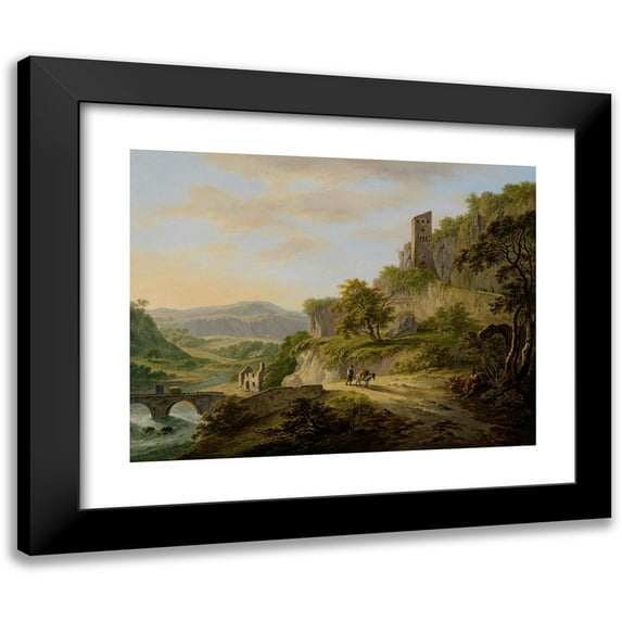Daniël Dupré 14x12 Black Modern Framed Museum Art Print Titled - View of Civita Castellana (1792 - 1809)