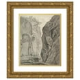 thumbnail image 1 of Daniël Dupré 15x17 Gold Ornate Wood Frame and Double Matted Museum Art Print Titled - Figures Boating in a Gorge Near Sorrento, 1 of 4