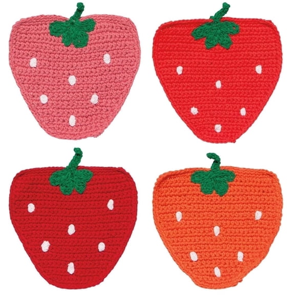 Danica Jubilee Crochet Strawberry Coaster Set (4 Coasters)