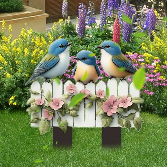 Danieerclosy Bird Fence Acrylic Stake 2D Insertion, Decorative Garden Border Marker for Wildlife Habitat & Birdwatching Zones