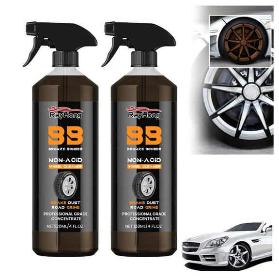 Danieerclosy Brake Bomber Cleaner Powerful Wheel Cleaner, Bronze Bomber Non-Acid Wheel Cleaner, Perfect for Cleaning Wheels and Tires, Rim Cleaner & Brake Dust Remover Wheel Cleaner (2PC)