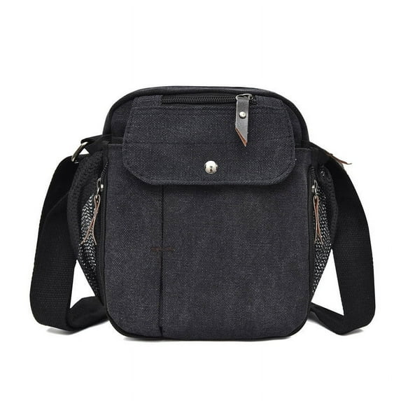 Danieerclosy Men's Canvas Messenger Bag with 8 Pockets, Waterproof Travel Sling Bag for Hiking, Adjustable Shoulder Strap & RFID Blocking