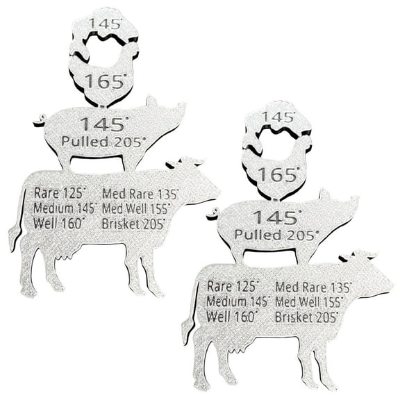 Danieerclosy Metal Meat Temperature Magnet, Animal Temperature Magnet Pork Cooking Temperature Chart for Fridge BBQ and Grill, Cow Fish Cooking Internal Temperature Guide Grill Magnet (2PC)
