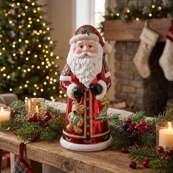 Danieerclosy Resin Santa Holiday Tabletop Figurine Holiday Decor Accent Winter Party Supplies For Mantel And Table Display,Red