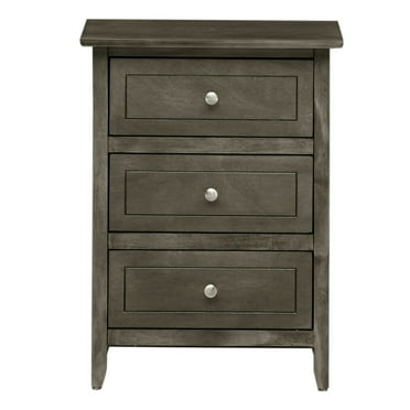 Daniel 3-Drawer Gray Nightstand (25"H x 15"W x 19"D)