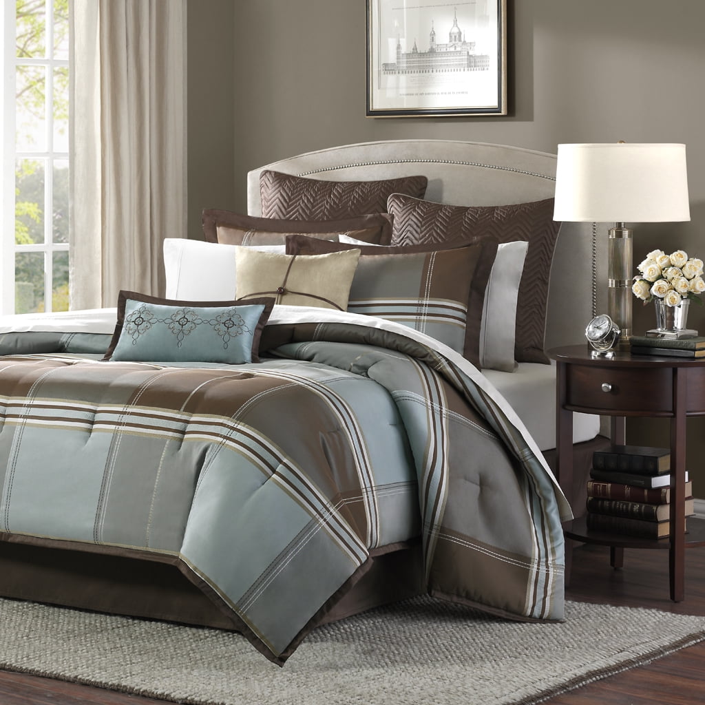 Queen Brown Microfiber Reversible 7-Piece Bedspread Set