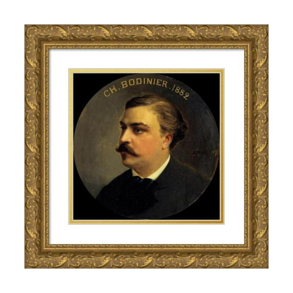 Daniel Bérard 20x20 Gold Ornate Framed and Double Matted Museum Art Print Titled - Portrait of Charles Bodinier (1844-1911), Cashier De La Comedie-Francaise. (1883)