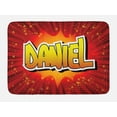 thumbnail image 1 of Daniel Bath Mat, Retro Backdrop with Stars and Pop Art Detail with American Boys Name, Non-Slip Plush Mat Bathroom Kitchen Laundry Room Decor, 29.5 X 17.5 Inches, Red Orange and Yellow, Ambesonne, 1 of 2