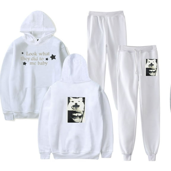 Daniel Caesar LOOK WHAT THEY DID TO ME Merch Hoodie and SWEATPANTS set pop print Unisex Casual Street Clothing