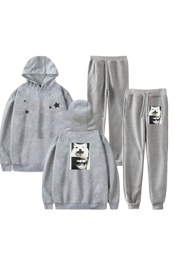 Daniel Caesar LOOK WHAT THEY DID TO ME Merch Hoodie and SWEATPANTS set pop print Unisex Casual Street Clothing