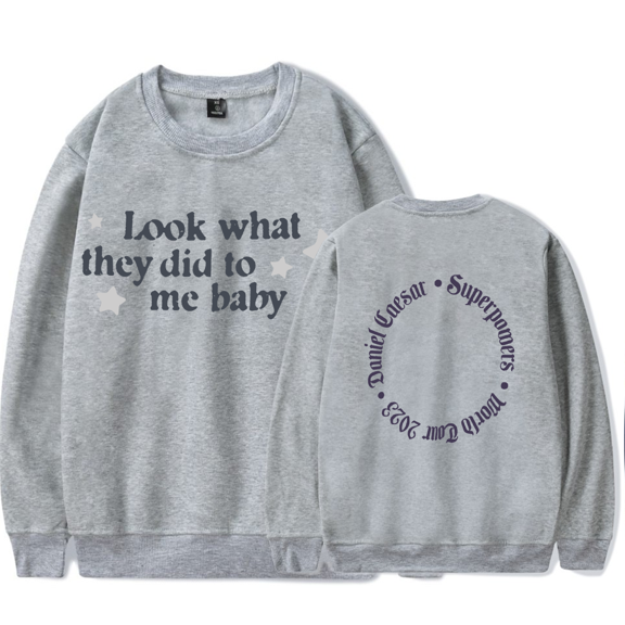Daniel Caesar Merch Sweatshirt Look What They Did to Me Baby Summer Power Long Sleeve Rapper Crewneck