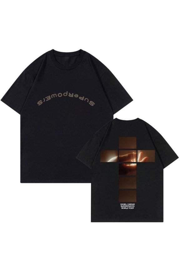 Daniel Caesar Superpowers World Tour Crewneck Short Sleeve Streetwear T-shirt for Men and Women