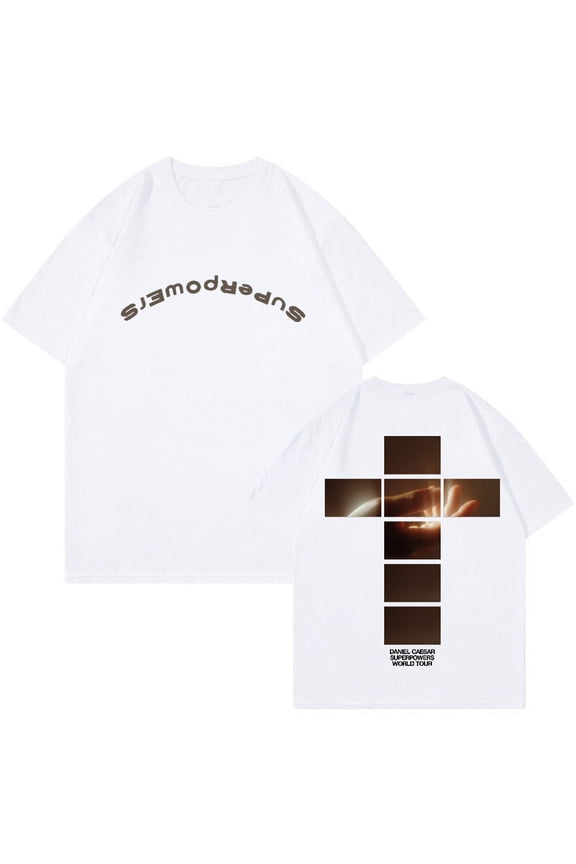 Daniel Caesar Superpowers World Tour Cross Tee Crewneck Short Sleeve Streetwear Women Men T-shirt