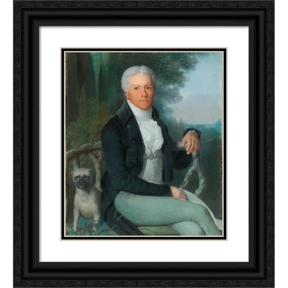 Daniel Caffe 20x23 Black Ornate Framed Double Matted Museum Art Print Titled: Portrait of the Prussian Statesman Prince Karl August Von Hardenberg (1750-1822) in the Park of His Co