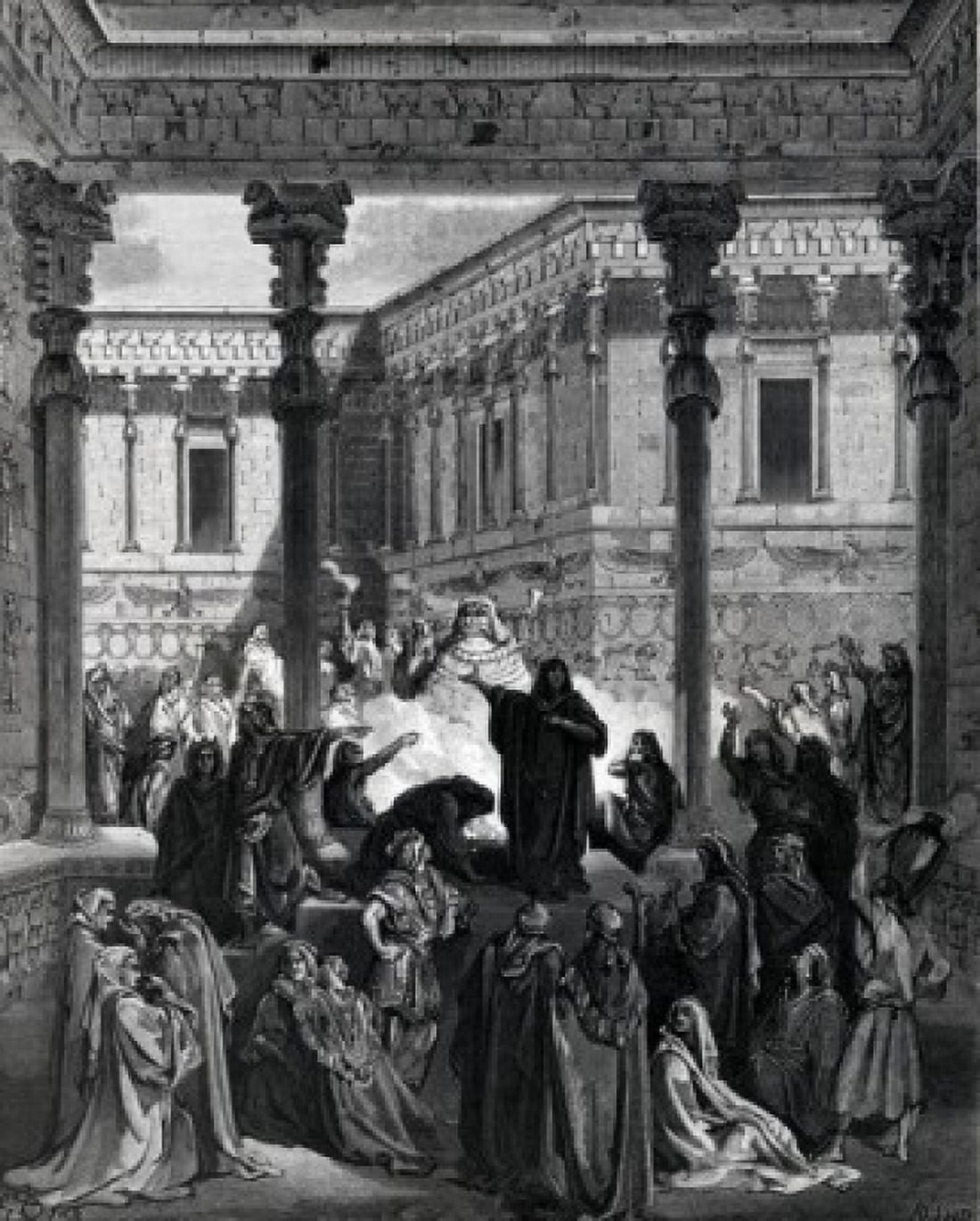 Daniel Curses Priests of Baal Gustave Dore (1832-1883 French) engraving (1832-1883) Canvas Art - Gustave Dore (18 x 24)