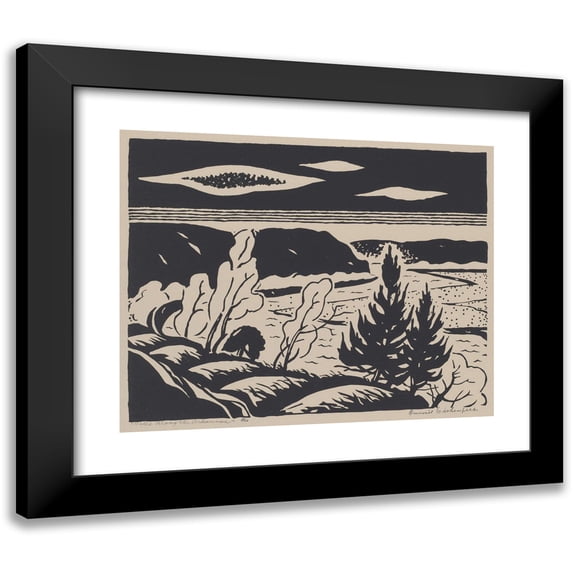 Daniel Eichenfeld 24x20 Black Modern Framed Museum Art Print Titled - Hills Along the Arkansas (1940)