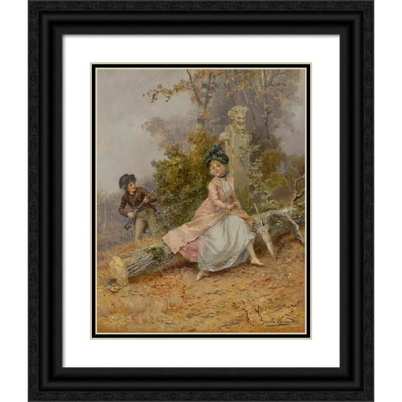 Daniel Hernández Morillo 15x18 Black Ornate Wood Framed Double Matted Museum Art Print Titled - Lover's Tryst