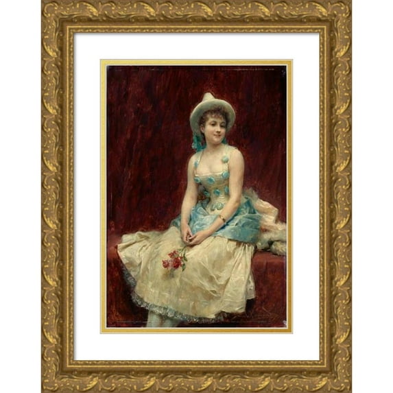 Daniel Hernández Morillo 18x24 Gold Ornate Framed and Double Matted Museum Art Print Titled - Pierrette (C. 1878)