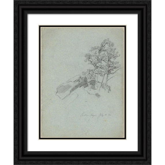 Daniel Huntington 15x18 Black Ornate Wood Framed Double Matted Museum Art Print Titled - Point on Traps. July 30. 72, from a Sketchbook (1872)