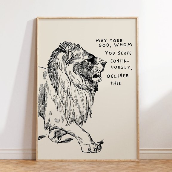 Daniel In The Lions Den Print: Modern Christian Bible Verse Art UNFRAMED PAPER POSTER, Home Decor, Vintage Gift, Living Room Dercor