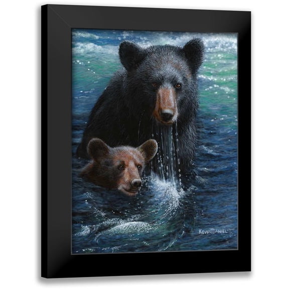 Daniel, Kevin 12x14 Black Modern Framed Museum Art Print Titled - Bearly Swimming