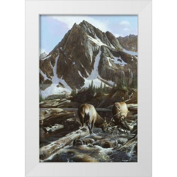Daniel, Kevin 13x18 White Modern Wood Framed Museum Art Print Titled - Mountainside Elk II