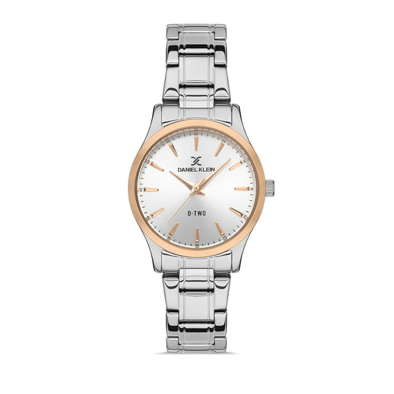 Daniel Klein 32mm D-Two Easy to Read Womens Watch, Stainless Steel Strap, Big Numbers - Rose Gold / Silver