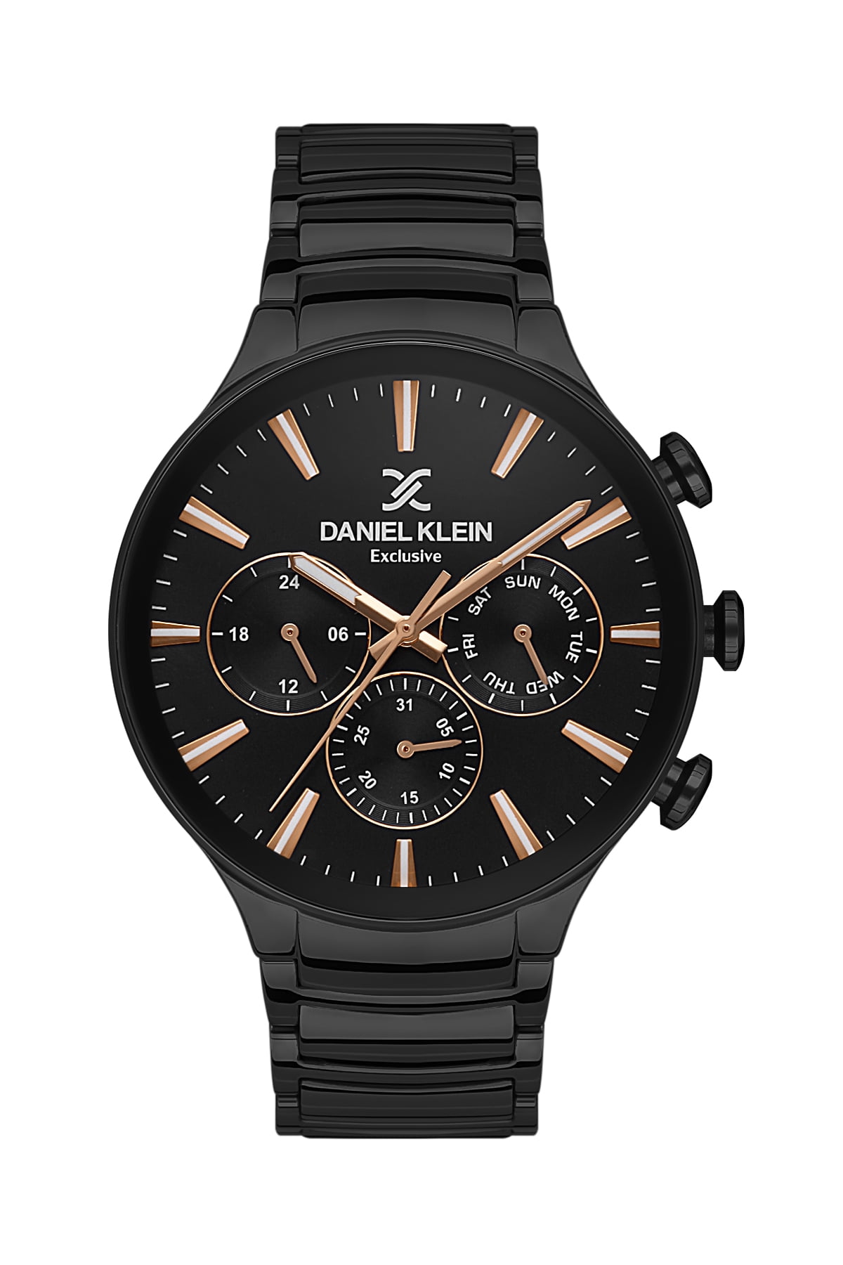 Daniel Klein 43mm Analog Mens Watch Stainless Steel Strap Multifunction Dual Time 12H 24H Day Date Silver Blue Walmart