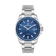 thumbnail image 1 of Daniel Klein 44mm Analog Mens Watch, Stainless Steel Strap, Japanese Quartz Movement, Date - Silver / Blue Dial, 1 of 2