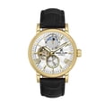 thumbnail image 1 of Daniel Klein 44mm Automatic Mens Watch, Leather Strap, Dual Time, Japanese Moonphase, Skeleton - Gold / Black, 1 of 2