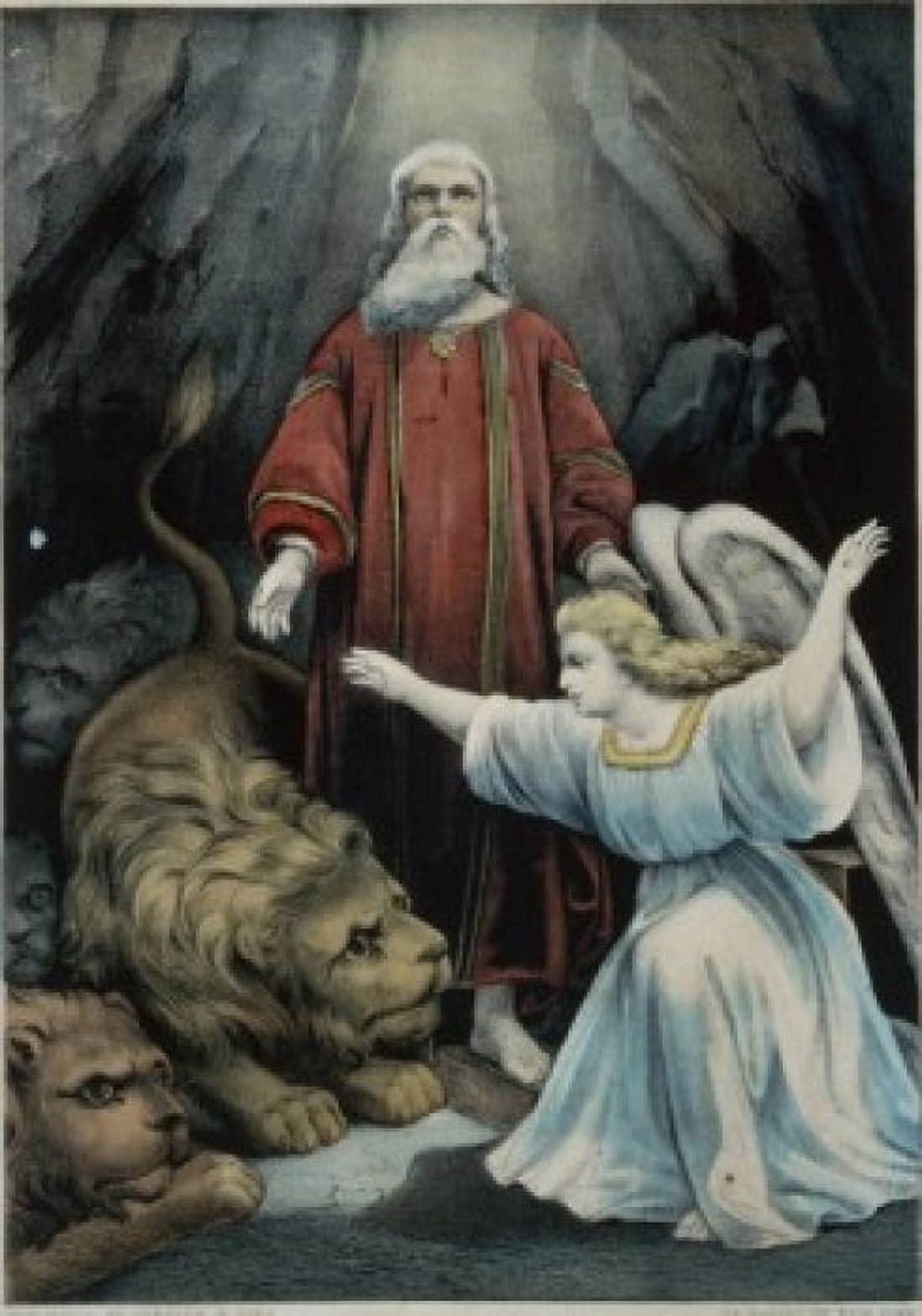 Daniel in the Lions Den Currier and Ives (a 1857-1907American) Color Lithograph Library of Congress Washington DC Canvas Art - Currier and Ives (18 x 24)