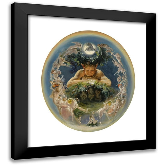 Daniel Maclise 12x14 Black Modern Framed Museum Art Print Titled - Pan and the Dancing Fairies (The Faun and the Fairies)