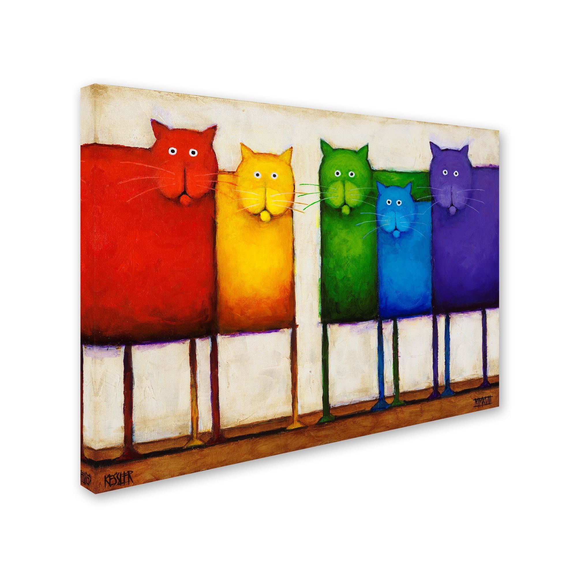 Colorful Rainbow Cats Canvas Art for Kids Nursery
