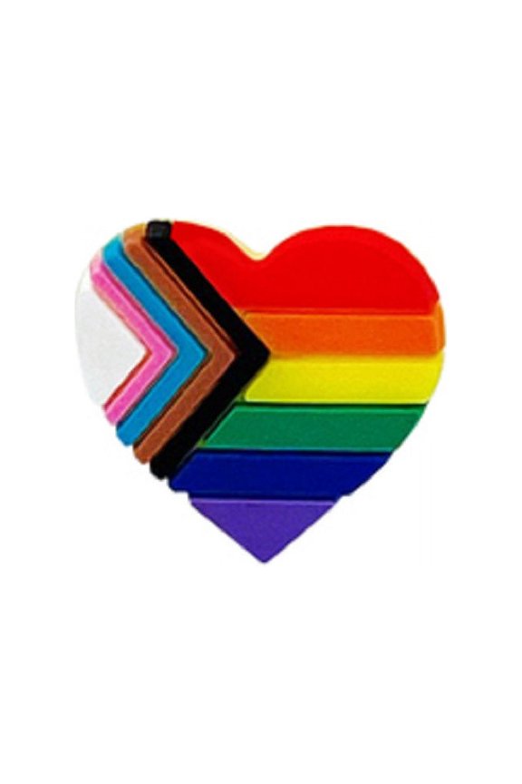 Silicone Pride Heart Button Pins, Multicolor, 2-Piece